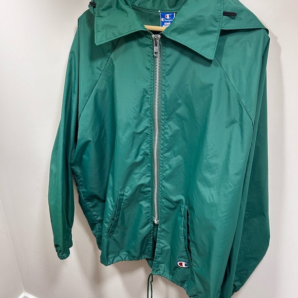 Vintage 80s Champion Women’s Nylon Windbreaker Size Medium Green USA Made Jacket - Picture 10 of 10